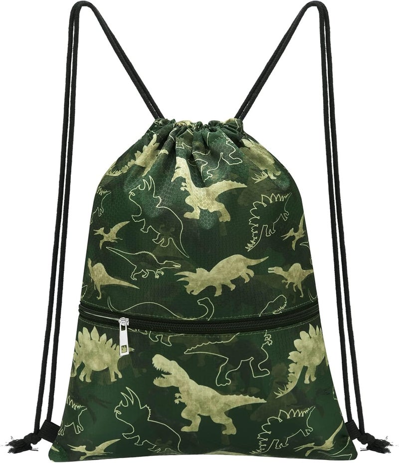 WAWSAM WAWASAM Kids Drawstring Backpack, Gym Swim Bag Cinch Bag for Girls Boys with Zipper Pocket - Image 1